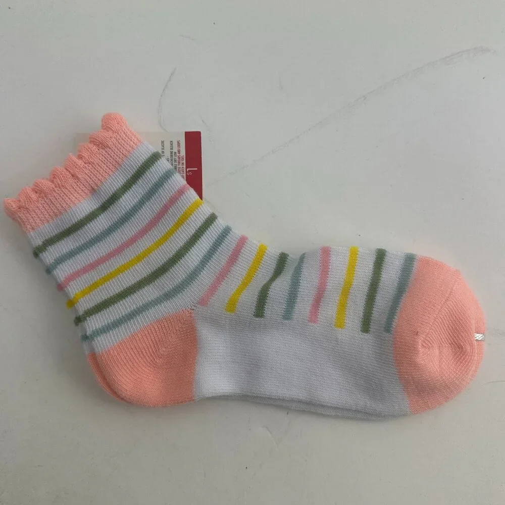 NEW Made for Retail Pair of 2 Stripe Socks Kids Size 7-8.5 Pastels